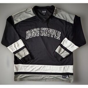 Dogg Supply Snoop Dogg Long Sleeve Hockey Jersey Black Gray Stitch XXL 2XL JBHS